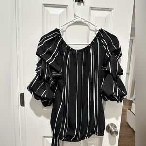 Off the shoulder stripe blouse